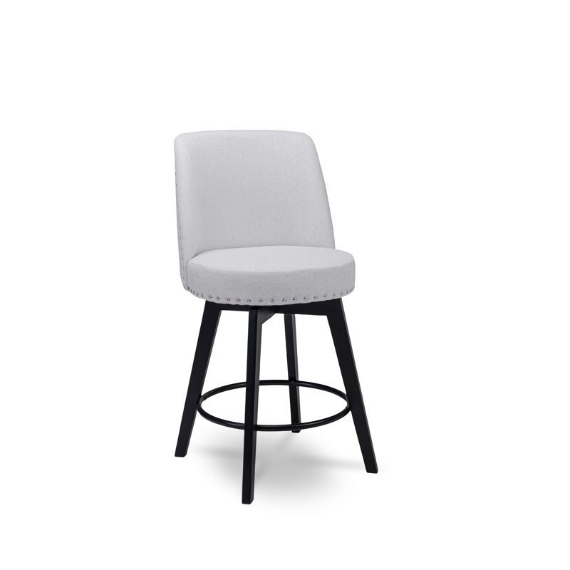 Grenora Swivel Upholstered Counter Stool, Light Gray, Bar Stool (30” Seat Height)