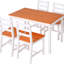 Modern 5 Piece Small Space Kitchen Dining For 4, Wood Chairs, Rustic White Room Table And Chairs , Breakfast Nook
