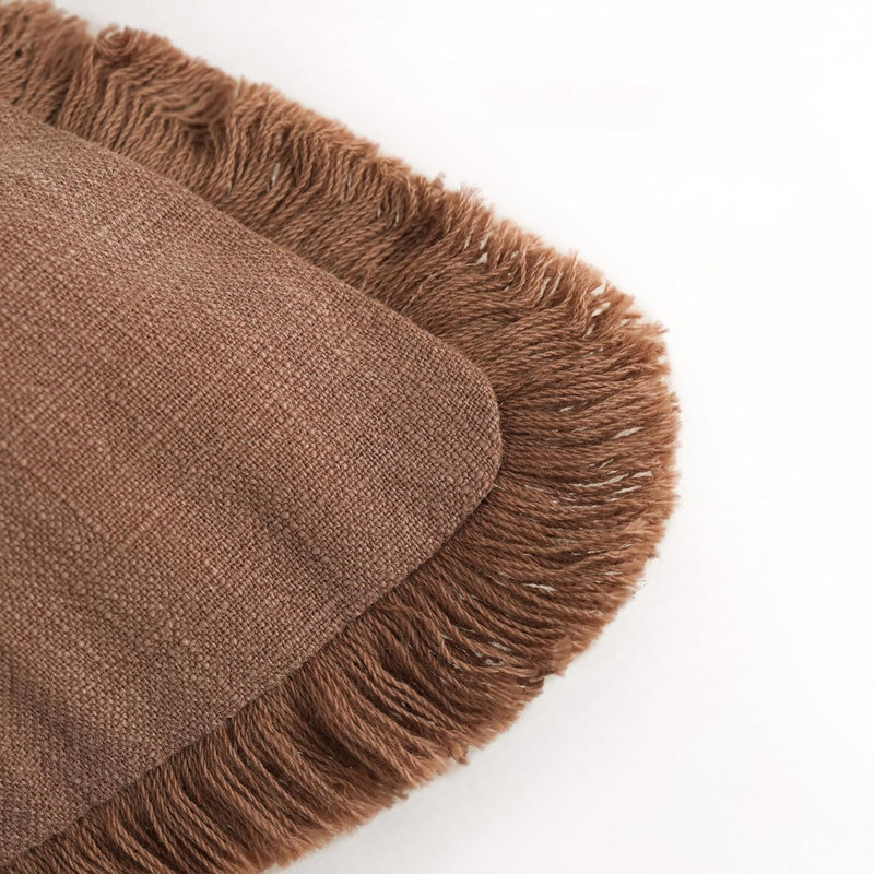 Rust Linen Tassel Edge Pillow Covers, Set of 2