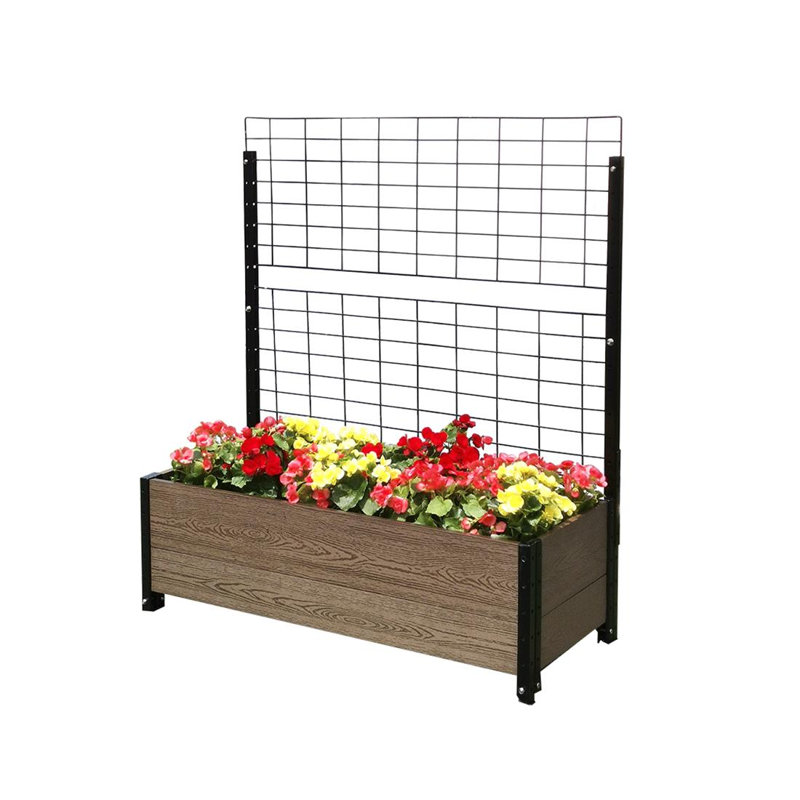 Jardin vertical à pieds avec treillis, Brun / noir, H 50 po x l 45 po x P 19 po