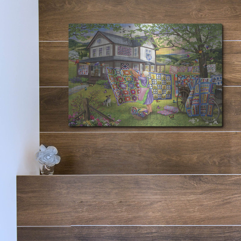 «Farmhouse Quilts» par Bigelow, illustrations en métal, H 12 po x l 16 po