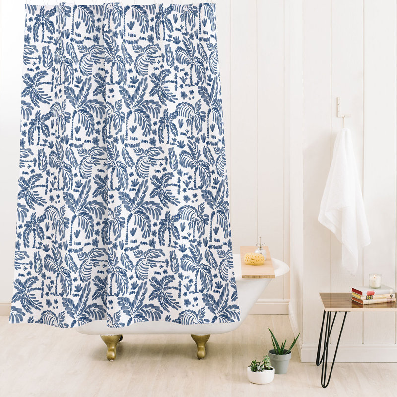 Rideau de douche Ninola Design, Motif floral bleu/blanc