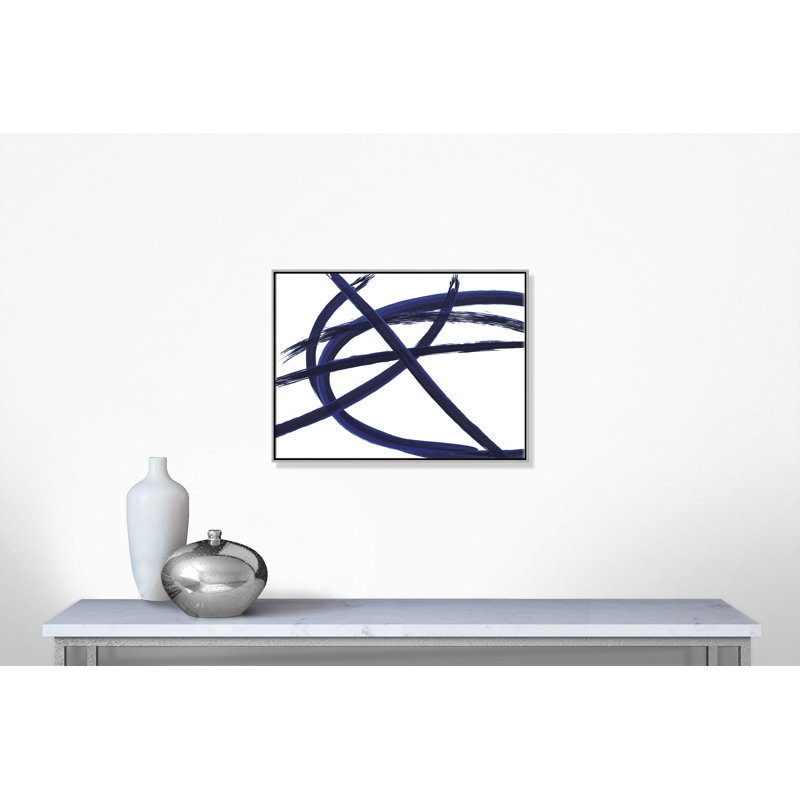 «Brush in Motion - Indigo III», reproduction d'art sur toile, H 30 po x l 40 po x P 2 po, Argent