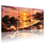 Ensemble de 3 toiles murales représentant un paysage de vagues au coucher du soleil-1897187953