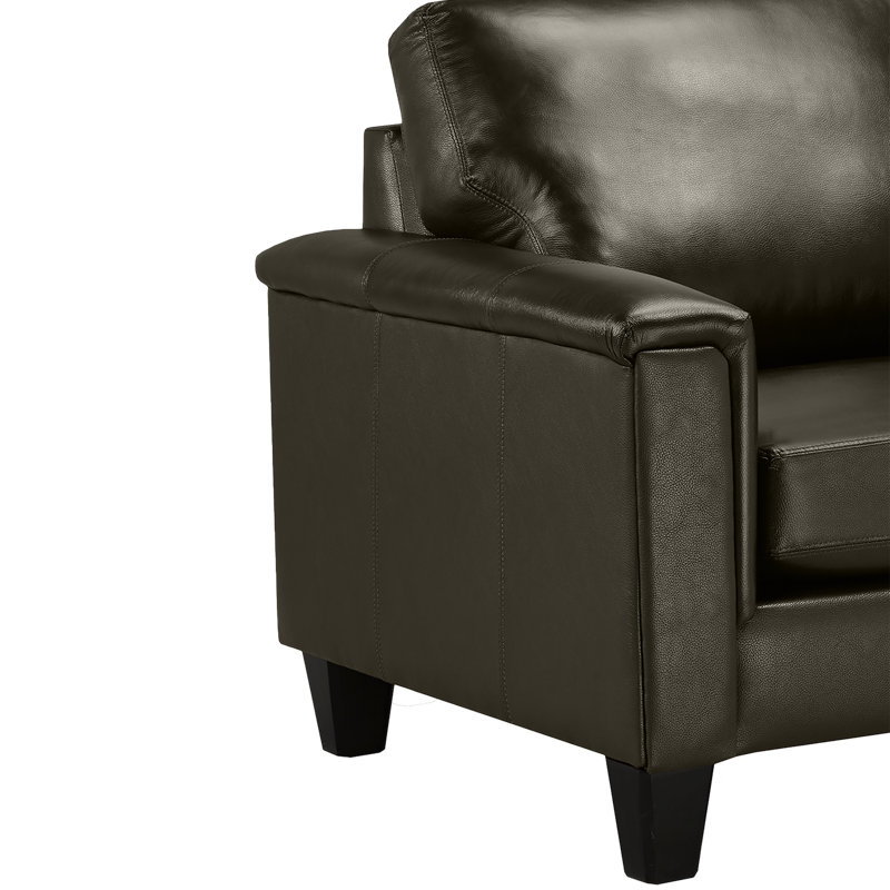 Benson Upholstered Armchair, Charcoal Genuine Leather
