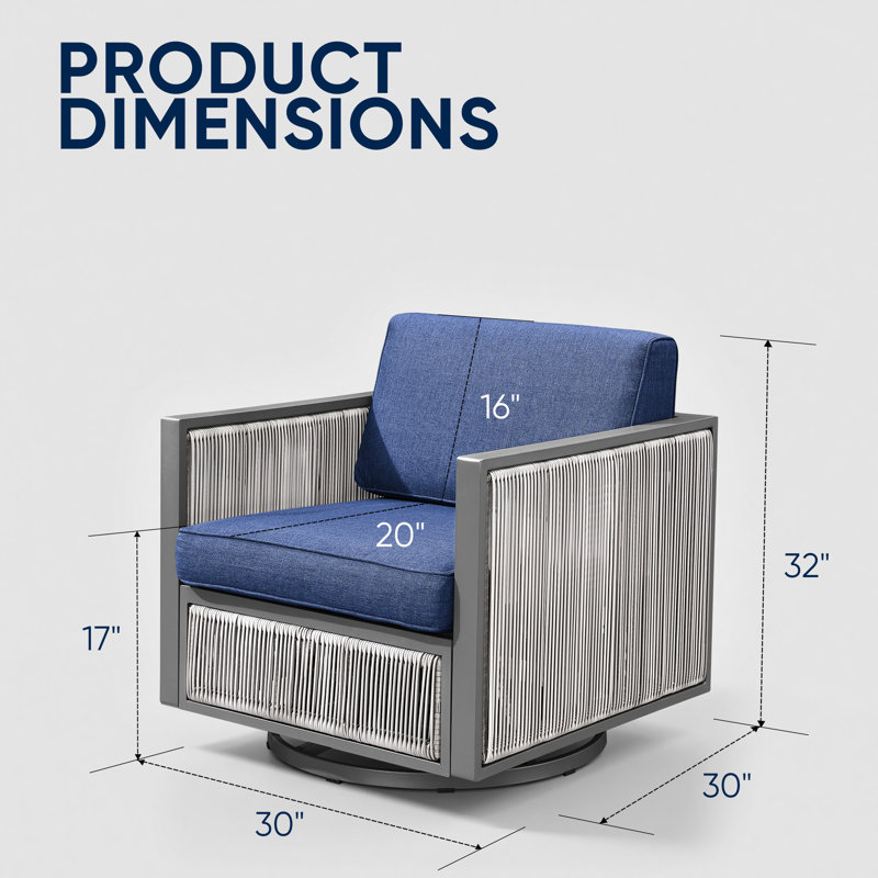 Fauteuil oscillant d'extérieur Trinie, Bleu