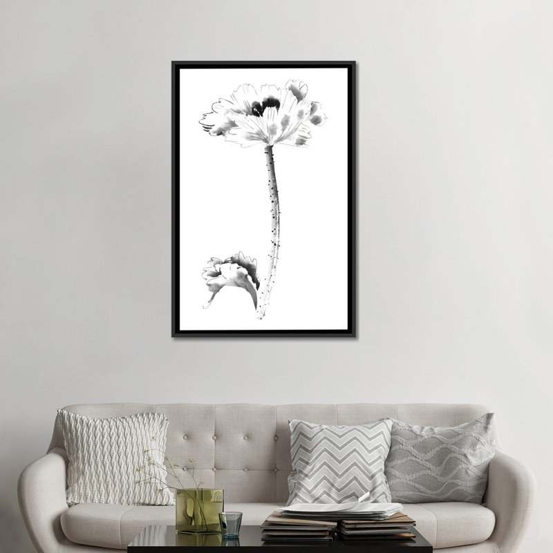 «Ink Poppy», reproduction sur toile, Toile avec cadre noir, H 48 po x l 32 po x P 1,5 po, Pas de tapis