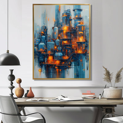 Pétrole raffinerie de pétrole dans la nuit - usines Wall Art Living Room