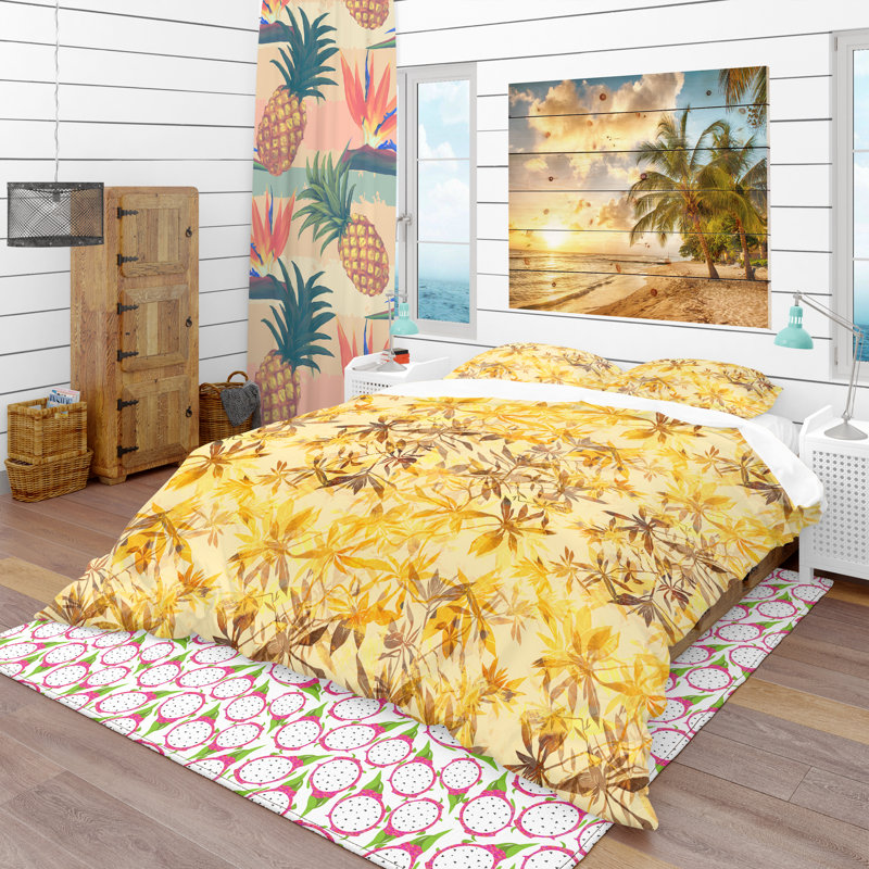 Ensemble de housse de couette tropical, Housse de couette double / grand et 2 taies