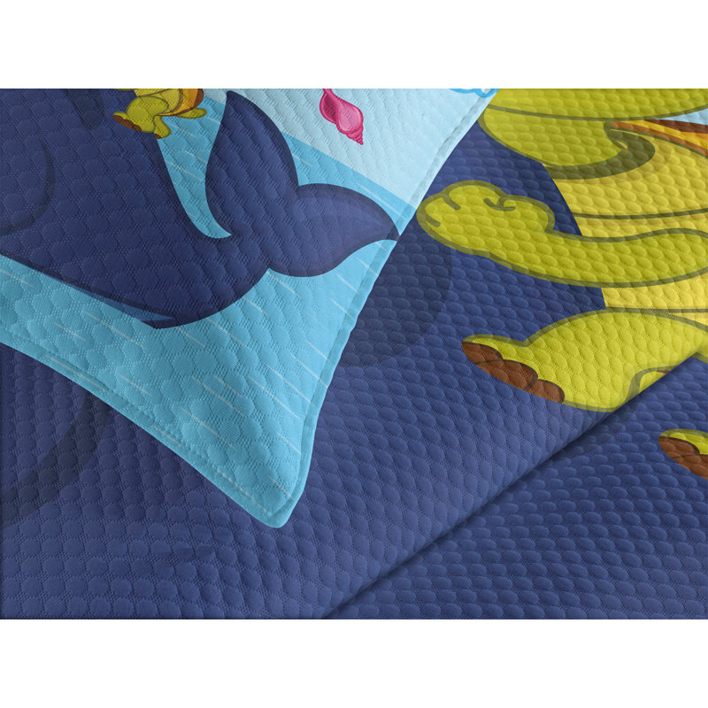 Ambesonne Playroom Bedspread Set 3 Pcs Marine Animals King Multicolor