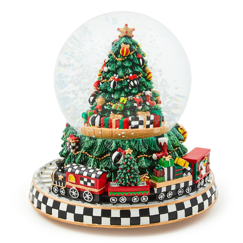 Cozy Christmas Tree And Train Snow Globe