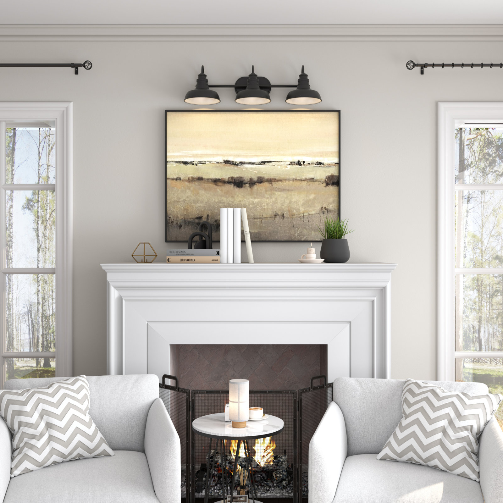 3-Light Vanity Light, Matte Black