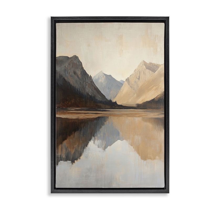 Cadre flottant terracotta Reflections Lake Landscape, design par Petal Prints Design, H 31 po x l 21 po