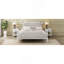 Structure de lit en bois massif de style traditionnel avec tête de lit tapissier capitonnée, sans sommier tapissier, grand lit, blanc antique