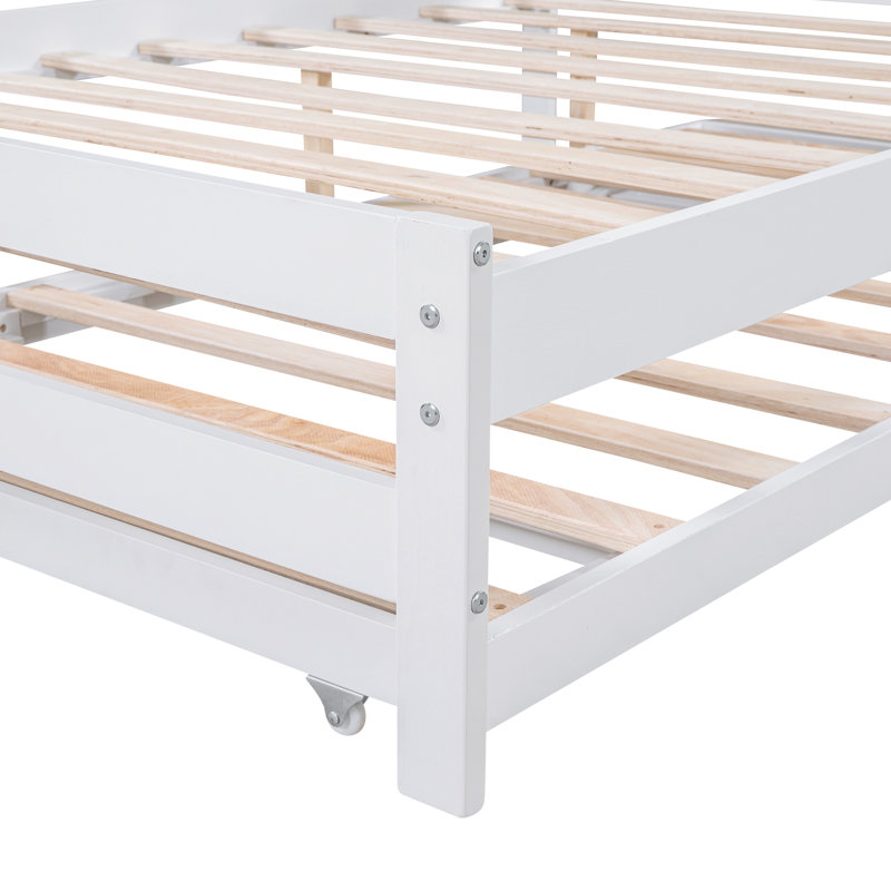 Platform Bed with Trundle, White