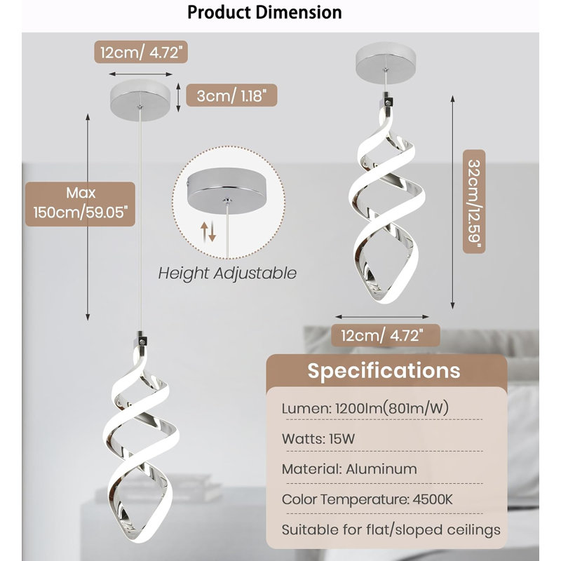 Paquet de 1 luminaire suspendu moderne, lustre pour salle à manger de cuisine