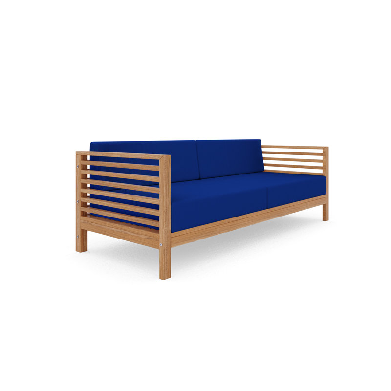 Amblewood Summer Teak Outdoor Sofa, Canvas Trueblue Sunbrella® Canvas