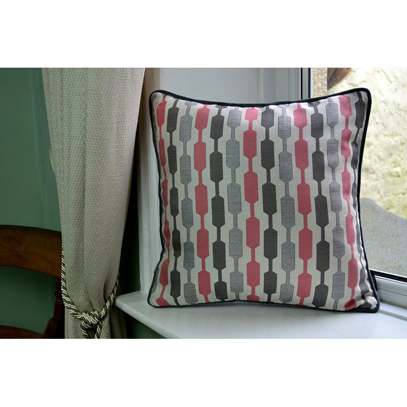 Lizeth Geometric Square Cushion, 60 x 60cm, Blush/Grey