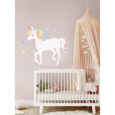 Watercolor Twinkling Unicorn With Stars Wall Sticker