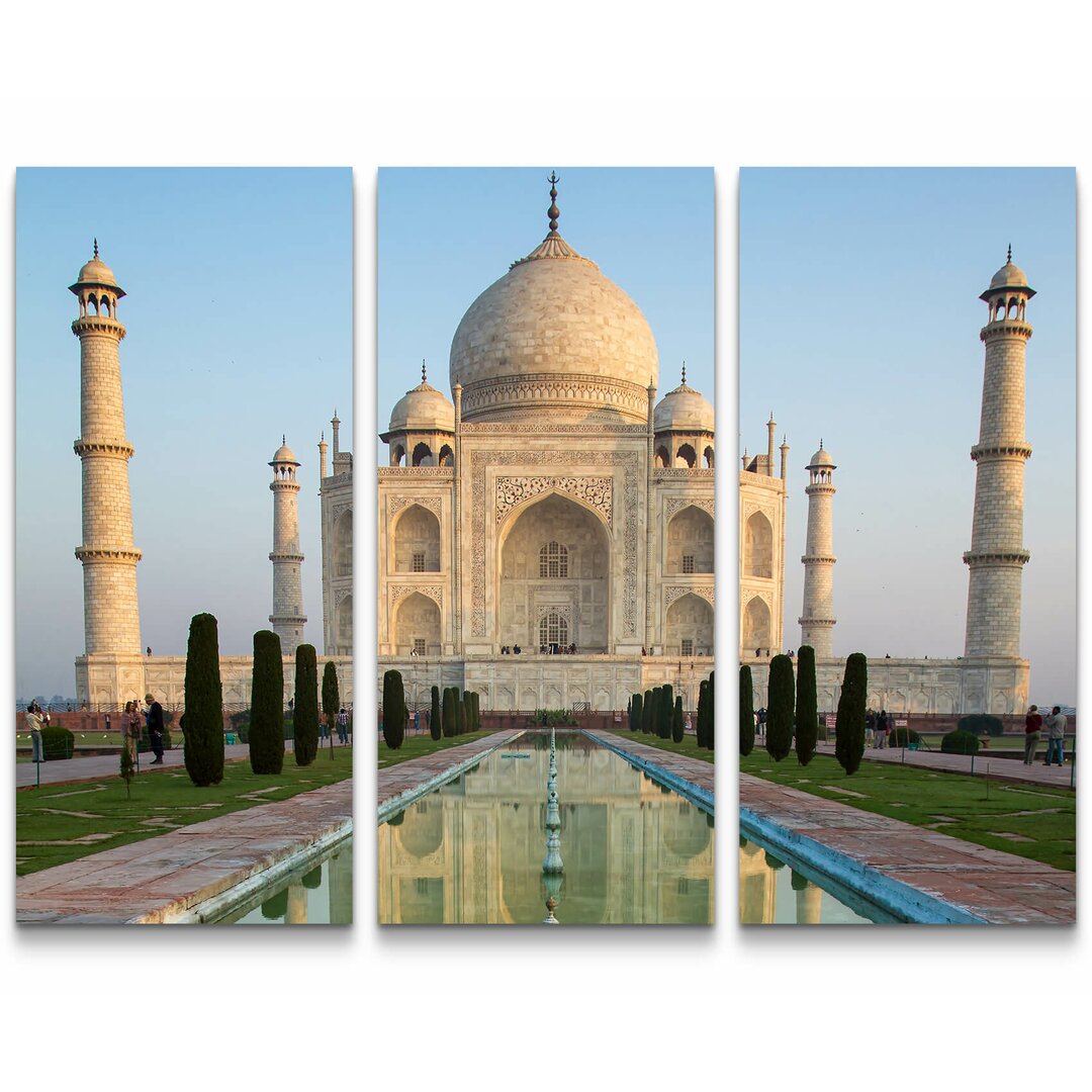 3-tlg. Leinwandbilder-Set Taj Mahal mit Spiegelung im Wasser