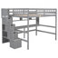 Lit mezzanine double avec bureau, tablettes de rangement et escalier-955060055