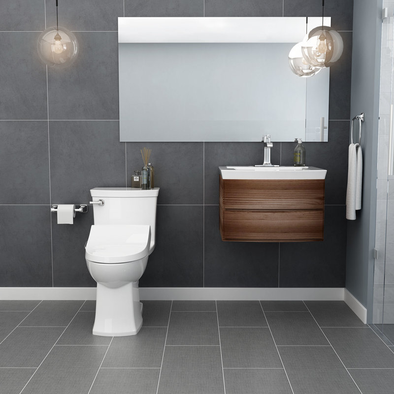 Lavabo de salle de bain console rectangulaire en céramique avec trop-plein Townsend, Blanc