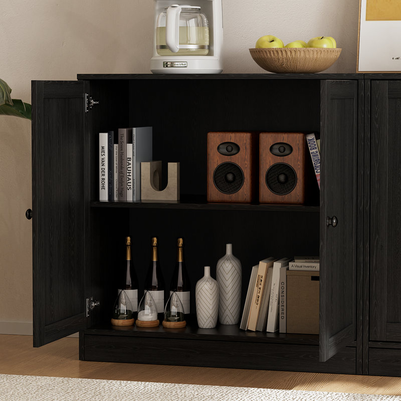 Meuble audio-vidéo 110 po avec bibliothèques - Meuble télé pour téléviseur de 70 po ou moins, Black