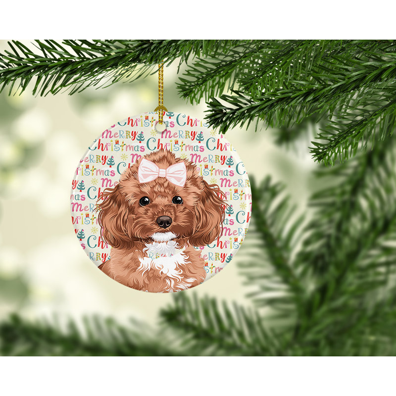 Décoration de Noël suspendue caniche rouge