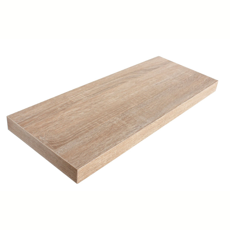 Floating Shelf Wall Shelf Kit, Foiled Finish, 4cm H x 90cm W x 24cm D, Oak