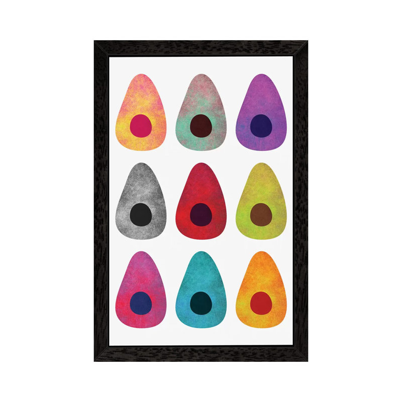 Colored Avocados by Elisabeth Fredriksson - Print on Canvas, 66.04 cm H x 45.72 cm W, Black Picture Framed