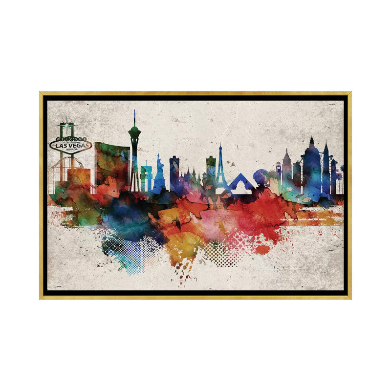 «Las Vegas Abstract», reproduction d'impression, Toile encadrée d'or, H 18 po x l 26 po x P 1,5 po, Aucun mat