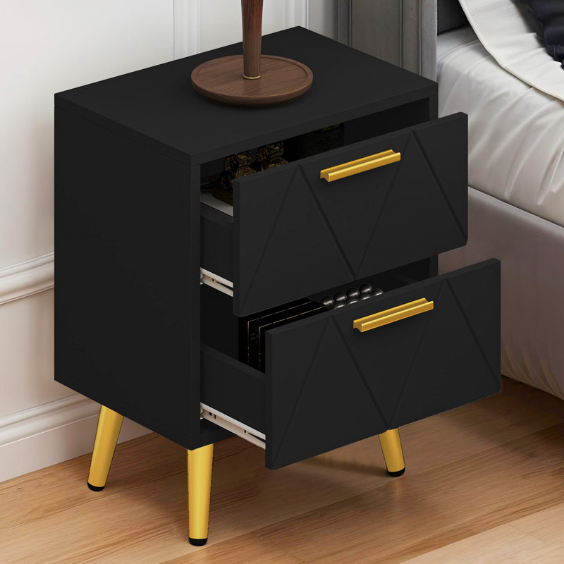40cm W Bedside Table, Black