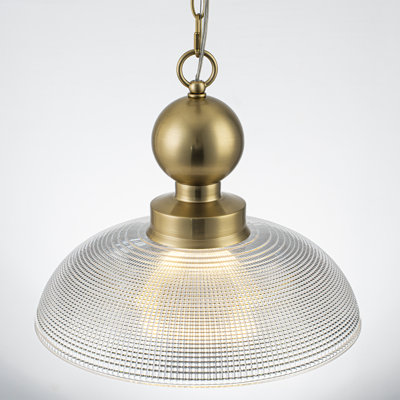 1-Light Antique Brass Pendant Light With Handcrafted Grid Glass Shade, 15.75" Adjustable Kitchen Island Hanging Lamp, E26 Base, UL Listed