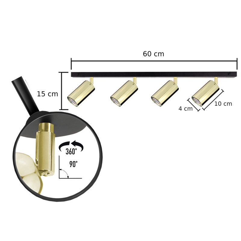 Gatliff 60cm 4 -Light Track Kit, Black/Gold