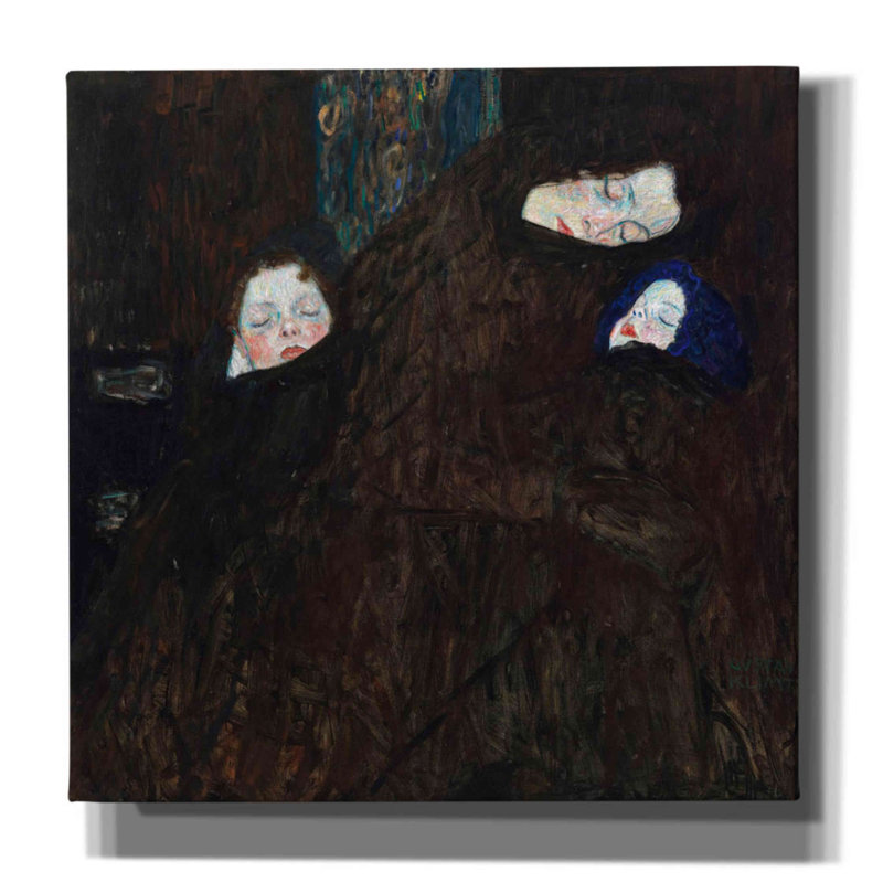 Mère avec deux enfants sur toile par MASTERS, H 12 po x l 12 po x P 0,75 po