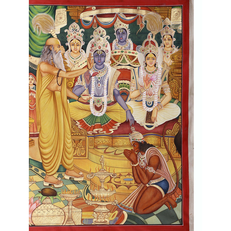 Shree Ram Rajyabhishek | Aquarelle sur coton