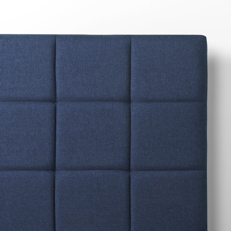 Lit plateforme tapissier Suhavi, Double, Bleu marine
