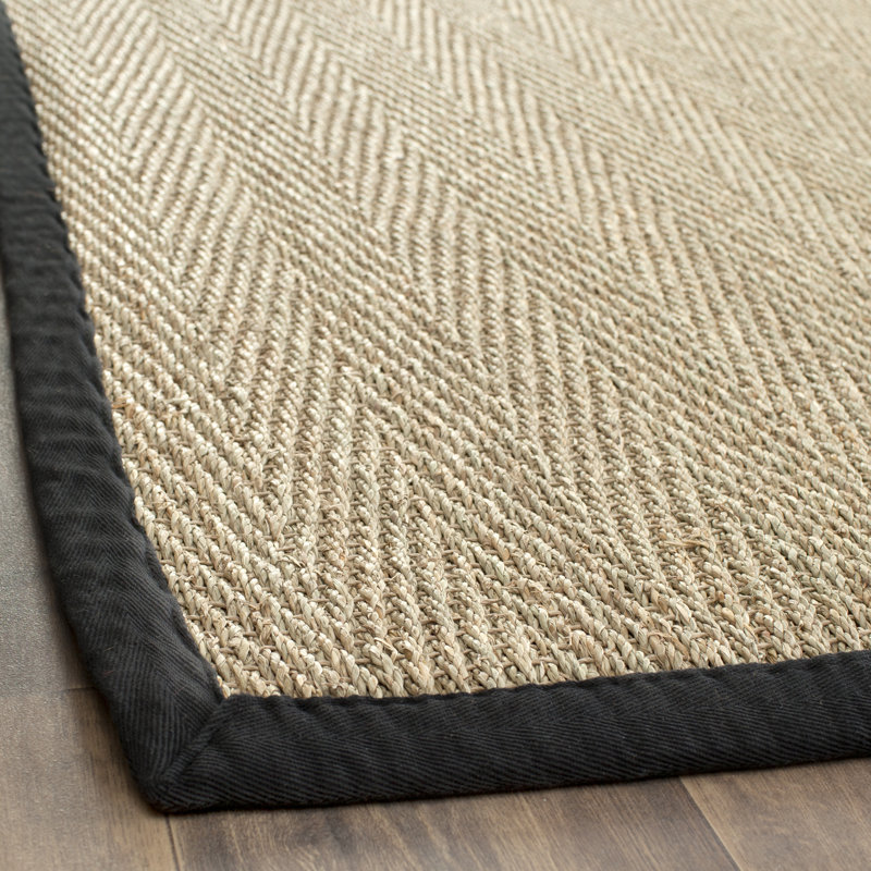 Emmaline Hand Woven Area Rug, Rectangle 76 x 122 cm, Natural/Black