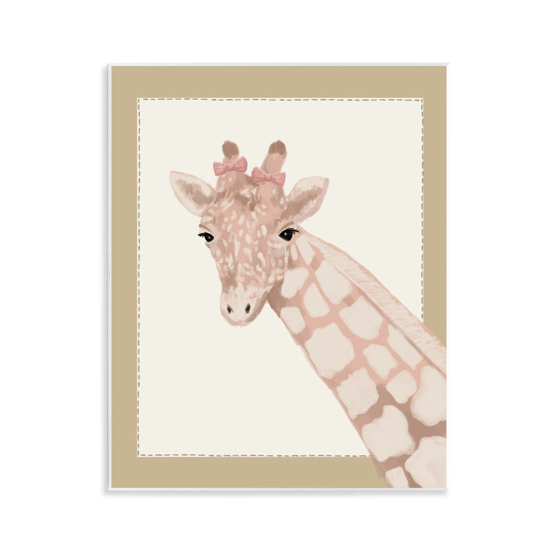 Plaque murale «Sweet Giraffe with Bows», design par Sadie Harper