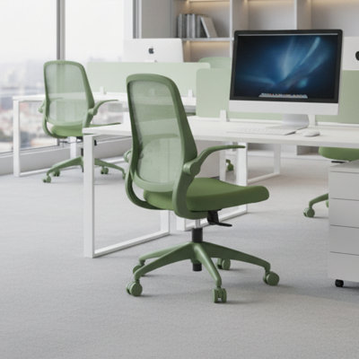 Fauteuil ergonomique 350LBS, bureau à domicile, dossier en filet, mousse moulée intégrée, assise confortable, accoudoir rabattable, fauteuil multifonctionnel ignifuge, rotatif et relevable