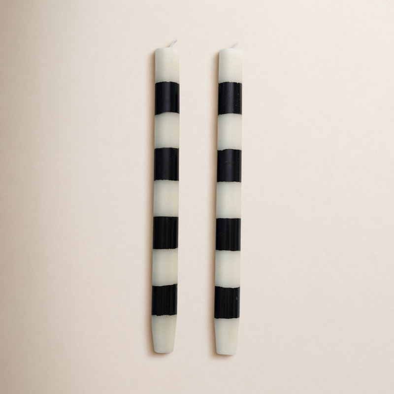 Unscented Taper Candles with Stripes in Box