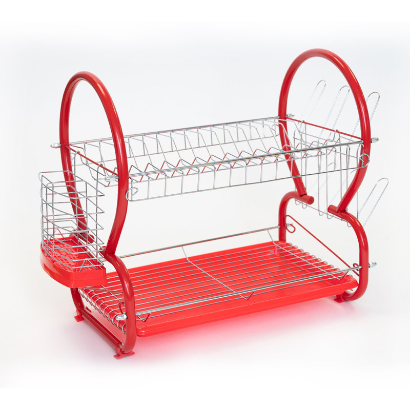 Two Tier Dish Rack, Red