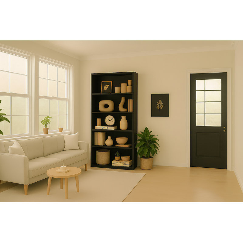 Armoire de rangement à 5 niveaux, (5 Shelves) 70.92" H x 29.84" W x 11.43" D, Noir