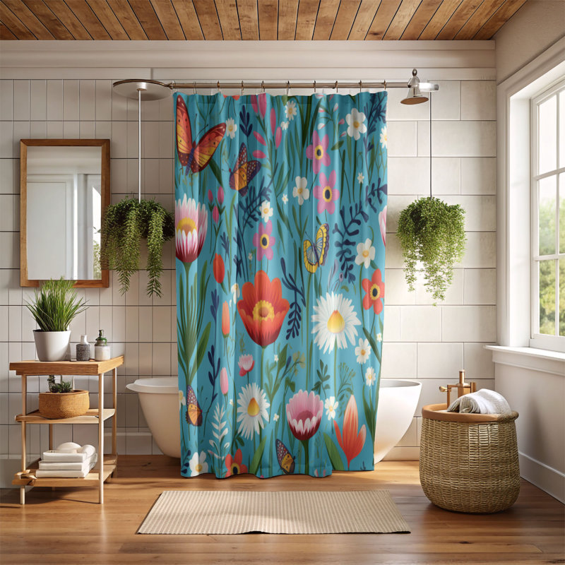 Flower Fields - Premium Shower Curtain, 74"H x 71"W