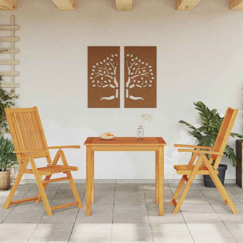Calabria 2 - Person Acacia Wood Patio Dining Set with Square Table, 74cm H x 85cm L x 85cm W