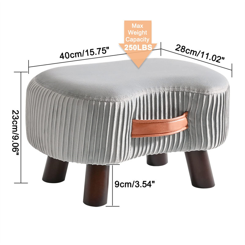 40cm Wide Solid Colour Footstool Ottoman