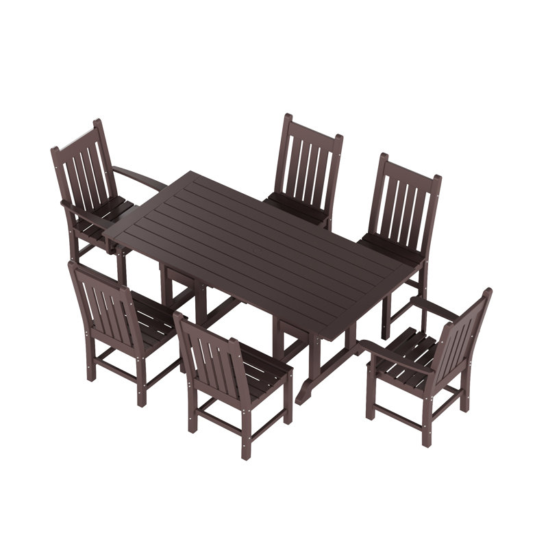 Ensemble de salle à manger rectangulaire pour 6 personnes 70 "" Laguna, Brun foncé