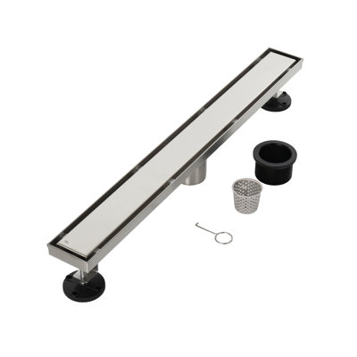 Drain de douche linéaire en acier inoxydable de 42 pouces avec piège à cheveux et insert de carrelage et grille 2 en 1 FINE FIXTURES