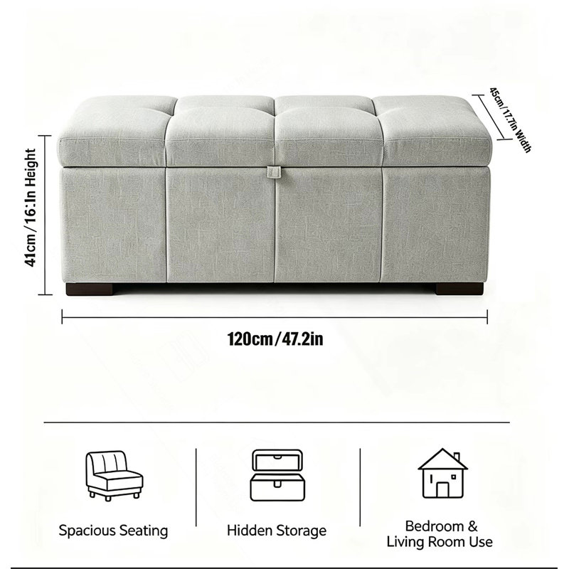 Banc de rangement moderne pour chambre à coucher avec compartiment caché