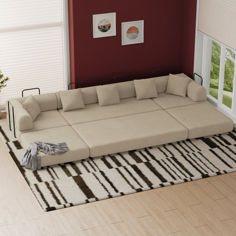 Canapé-lit modulaire convertible avec canapé-lit modulaire désossé avec dossier et accoudoirs amovibles